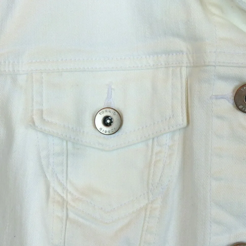 Torrid Jacket Womens Plus Size 1X 14-16 White Denim Trucker Stretch Cotton NWOT